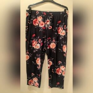 Floral Black Women's Pants